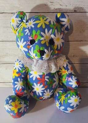 Vtg Sugar Loaf Bear Plush Plushie~Flowers Floral All Over~Lace Collar