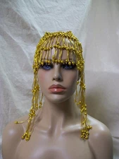 Gold Beaded Cleopatra Costume Headpiece Egyptian Nile Queen Gypsy Fortuneteller