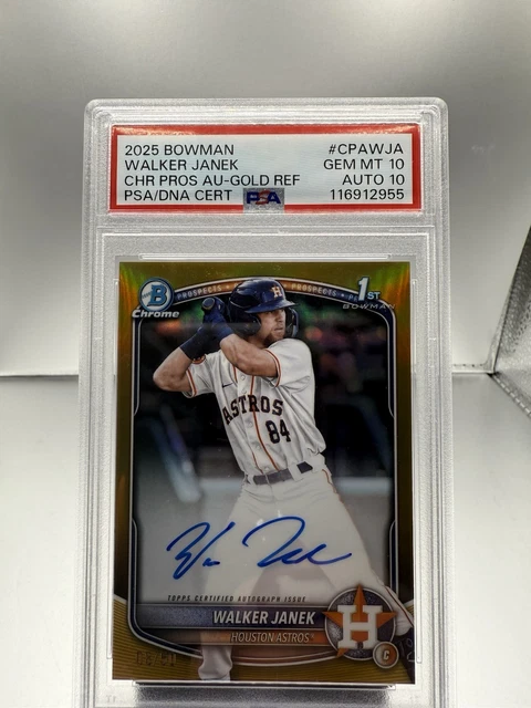 2025 Bowman Chrome Walker Janek True Gold Refractor Auto /50 Gem Mint PSA 10 10