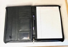 Leeds Zippered Portfolio Folder/Organizer * Black Leather-like * 10"x13.5"