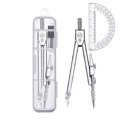 Protractor and Compass Set, Protractor, Silver