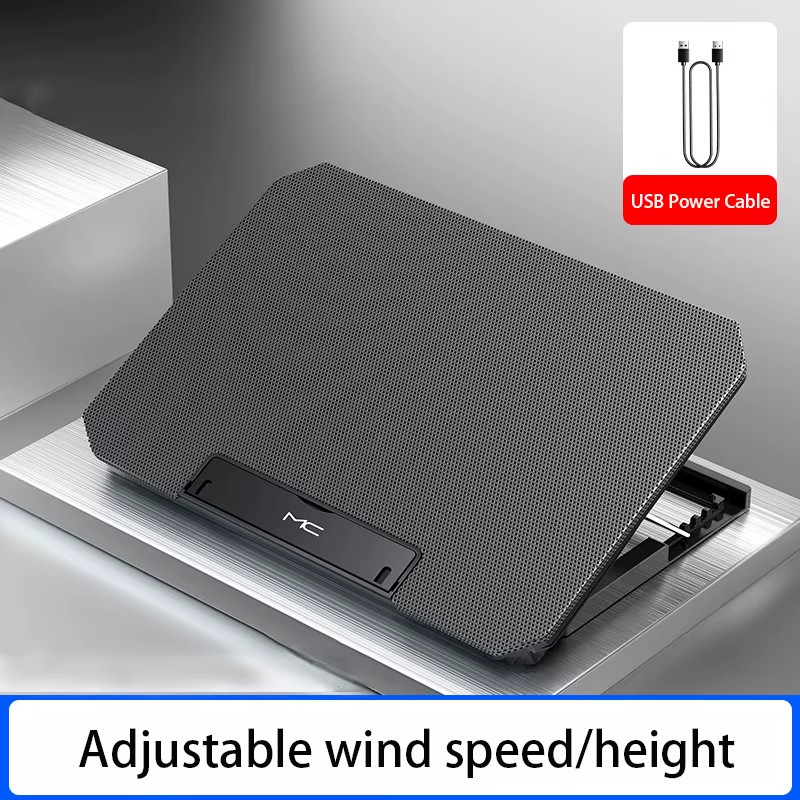 Refroidisseur PC portable gamer de 12 à 16 pouces à double ventilateur noir