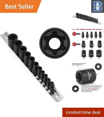 Chrome Vanadium 11PCS Female Torx & Star Socket Set - Corrosion Resistant Design