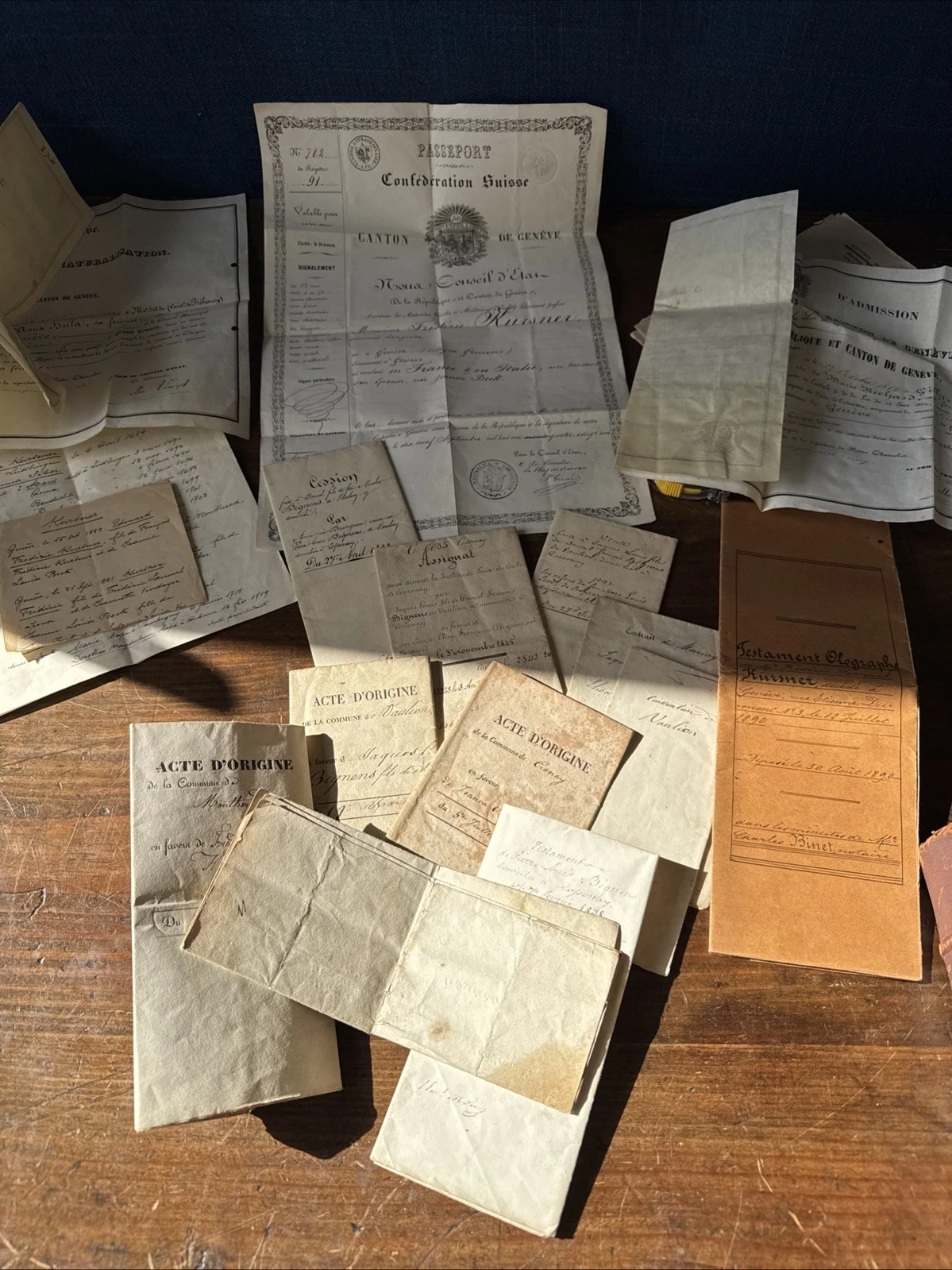 Dokument 19. Jh. Frédéric Kursner Heraut De Genève Genealogie Schweizer Pass - Bild 1 von 23