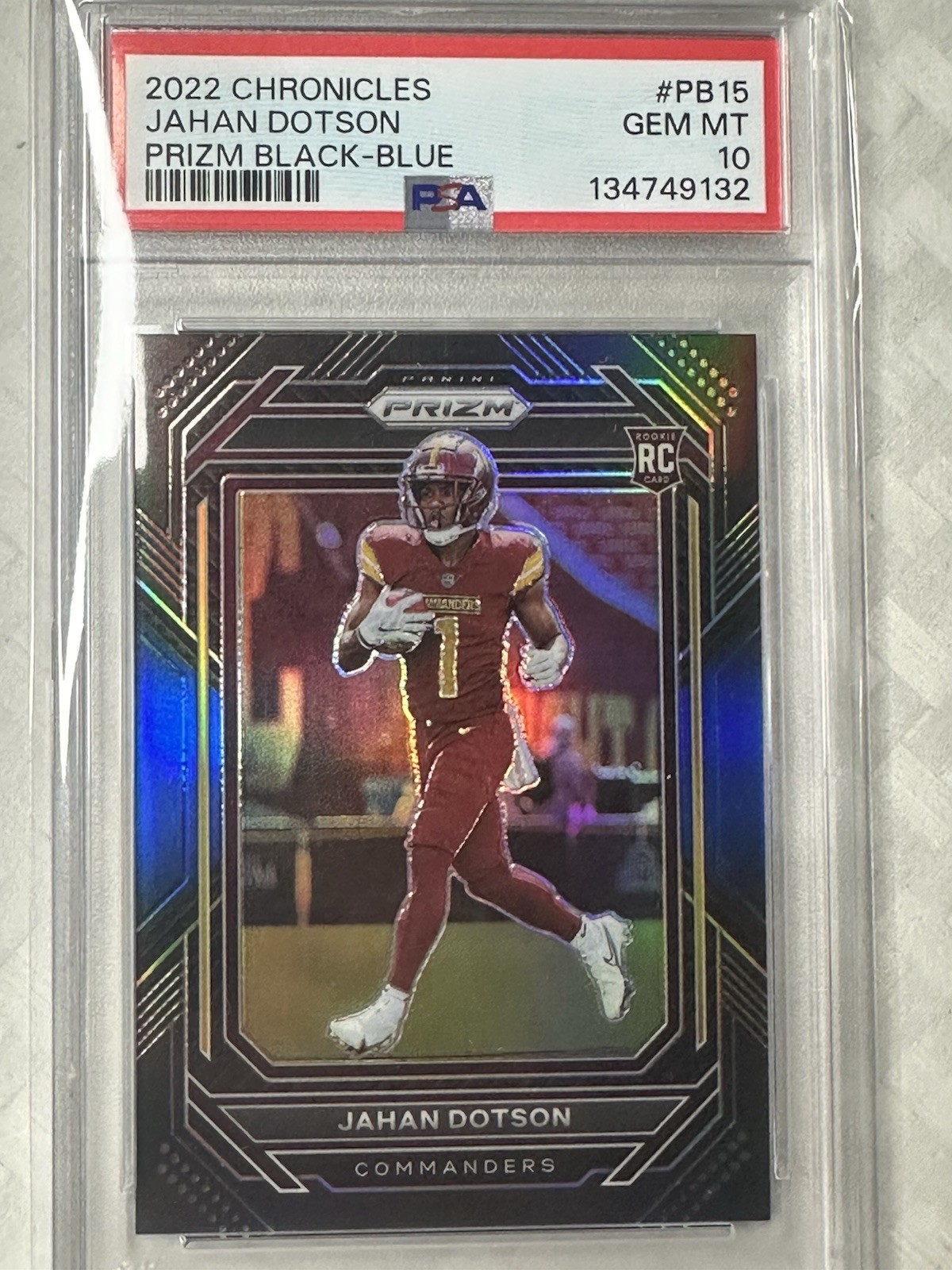 2022 Panini Chronicles - Prizm Black Jahan Dotson #PB-15 Blue /25 (RC)