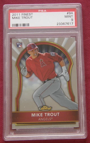 2011 Topps Finest #94 - Mike Trout RC - PSA 9 - Los Angeles Angels