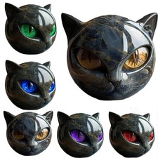 Luxus Schwarze Katze Statue Harz Katze Kopf Marmor Aussehen Dekorative Ornamente