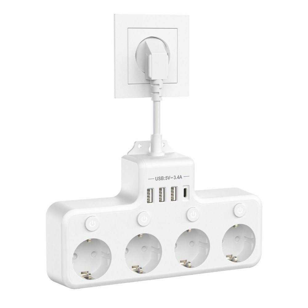 Individual Switch Multiple Socket 4 AC Outlets Wall Socket  Electrical Socket