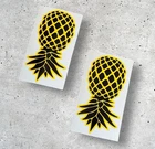 2x Upside Down Pineapple Stickers Yellow/Black – Car, Laptop, Swingers Decal 80m