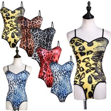 Womens Jumpsuit Party Bodysuit Carnival Costume Dancewear Latin Training Print