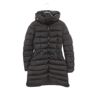 MONCLER FLAMMETTE Hooded Long Down Jacket Coat 49931 Nylon Black Used #00