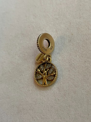 Pandora Sparkling Family Tree Dangle Charm 768661C01 14K Gold-Plated CZ