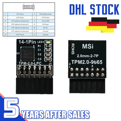 TPM 2.0 MSI 14-1 pin LPC | Trusted Platform Modul | Windows 11 | NEU