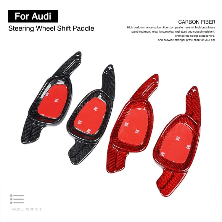 Extensión de palanca de cambios de volante de coche de fibra de carbono para Audi A5 S3 SQ5 RS6 Foto 3 de 4