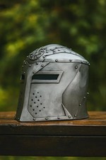 Medieval Crusader Helmet Handcrafted Steel Templar Armor for LARP Cosplay