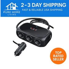 Safety-Enhanced 120W Car Cigarette Lighter Splitter with Dual USB Charging Ports