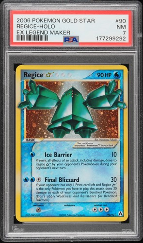 2006 POKEMON EX LEGEND MAKER GOLD STAR #90 REGICE-HOLO PSA 7