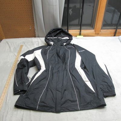Columbia Jacket Women Large Black Interchange Hooded Waterproof Rain Wind Hiking