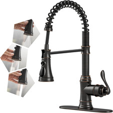 Oil Rubbed Bronze Kitchen Sink Faucet with Pull down Sprayer, 3 Spray Modes, Sol