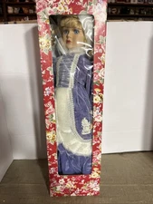 Brand New NIB ARTMARK Victorian Purple Velvet Porcelain Doll 17” 