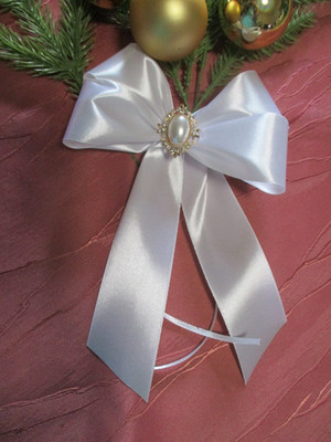 10er Pack Handmade Weihnachtsschleifen   13x18 cm Christbaumschmuck weiß