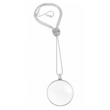 1 PC Sliver Vintage 5 X Magnifier Monocle Glass Necklace, Magnification Lens ...