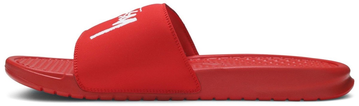 Nike x Stussy Benassi Slides Men Size 10 Habanero Red New With Box