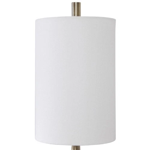 Uttermost Minette Transitional Steel Marble Fabric Buffet Lamp in White/Brass - Picture 4 of 10