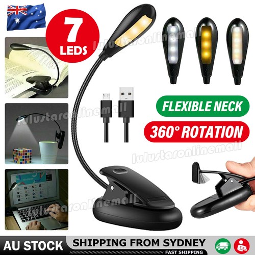Led Book Reading Book Light Clip On Bed Rechargeable 3 Level Brightness