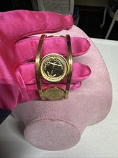Orologio Franklin moneta caraibica dorata come nuovo placcato oro 22k vintage ricambi riparazione