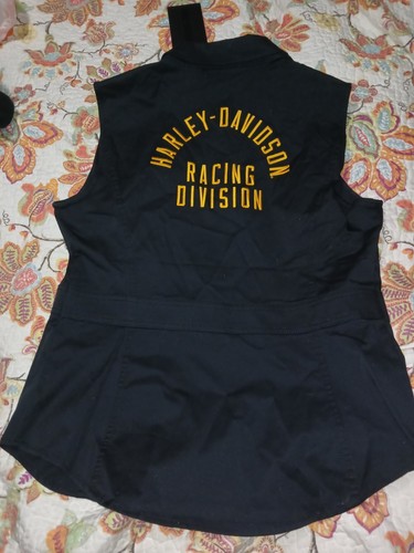 NEW GENUINE HARLEY DAVIDSON XL Sleeveless SHIRT BLACK RACING Zip Up - Picture 7 of 7