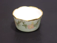 ANTIQUE CFH GDM FRANCE HAVILAND GOLD RIM FLORAL OPEN SALT CELLAR ET 1894