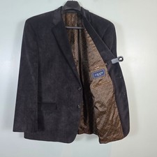 Chaps Mens Brown Corduroy Blazer Sport Coat 50R Paisley Lining Stretch 2 Button