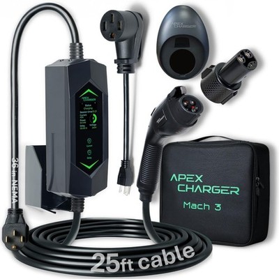 MACH 3 Fast 40 Amp Portable EV Charger, NACS Connector, 25ft Cable, 240V