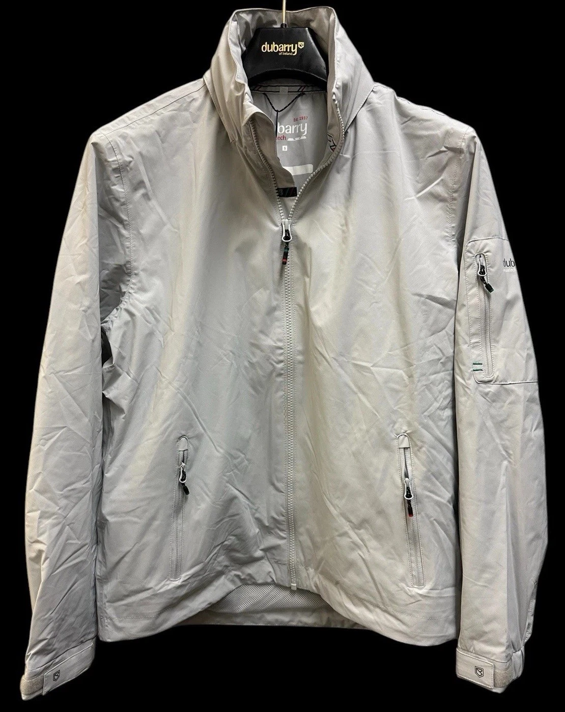 Dubarry Men's Levanto Crew Jacket Waterproof w/ Rollaway Hood, Platinum, 4039-30