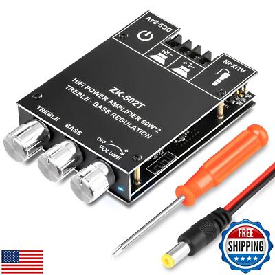 Daakro ZK-502T 50W 2.0 Channel Bluetooth Amp Board with Treble and Bass Contr
