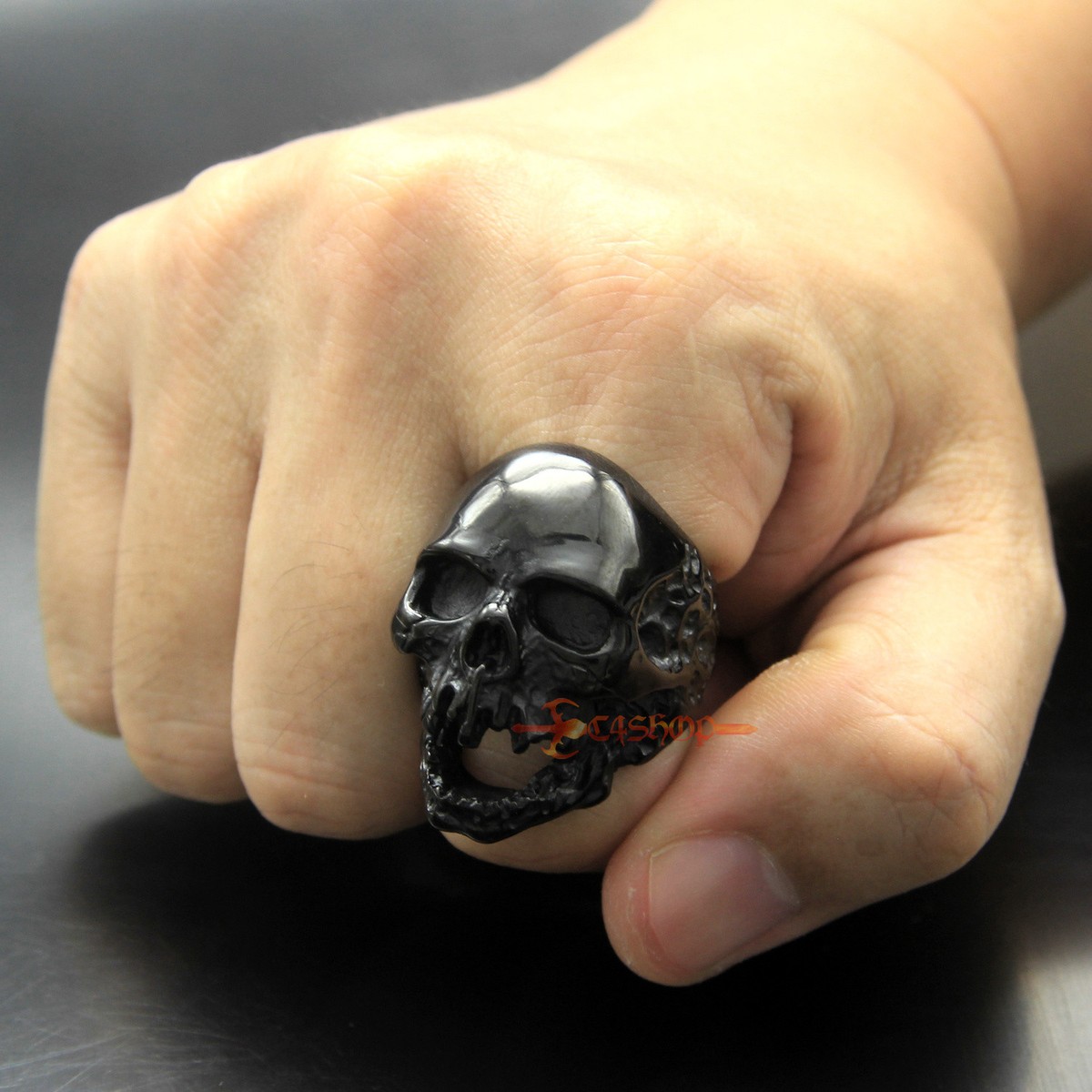 Huge Heavy Gothic Stainless Steel Plague Skull Mens Biker Huge Heavy Gothic Stainless Steel Plague Skull Mens Biker