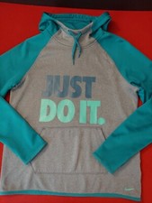Nike Just Do It Therma Fit Hoodie Women's Medium Gray Blue