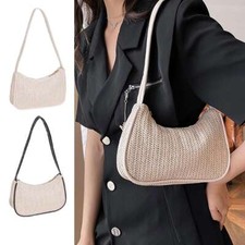 Women Woven Handbag Underarm Bag Summer Beach Rattan Straw Shoulder Bag Casual