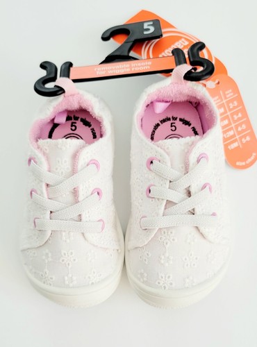 WN Baby Toddler Girls White Lace Pink Casual Bump Toe Sneakers Shoes Size 5 New - Picture 7 of 8