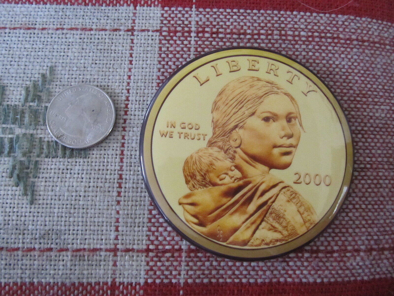 vintage pin Japan's largest assortment pinback Dollar Coin 5% OFF Sacagawea