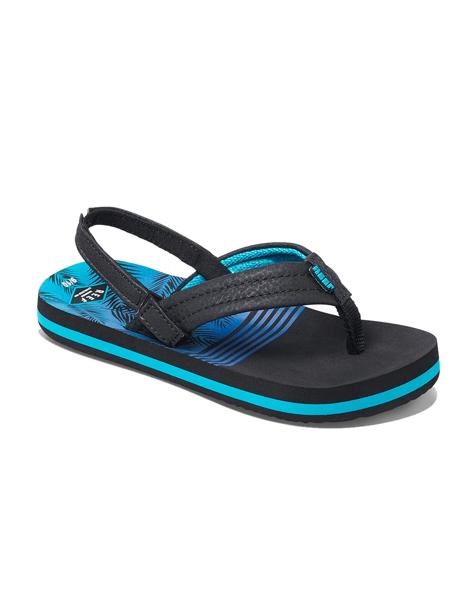 Reef Little Ahi Flip Flops in Aqua Palms