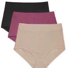 Lot of 3, Warner's No Muffin Top Breathable Brief Panties, Size Medium, NWT
