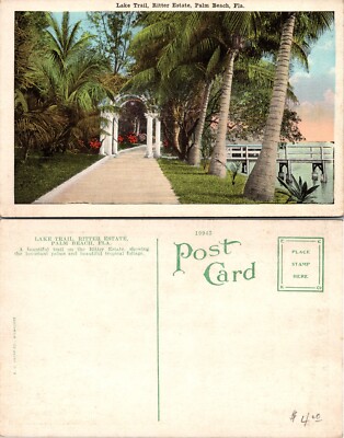 Lake Trail Ritter Estate Palm Beach Florida FL Postcard