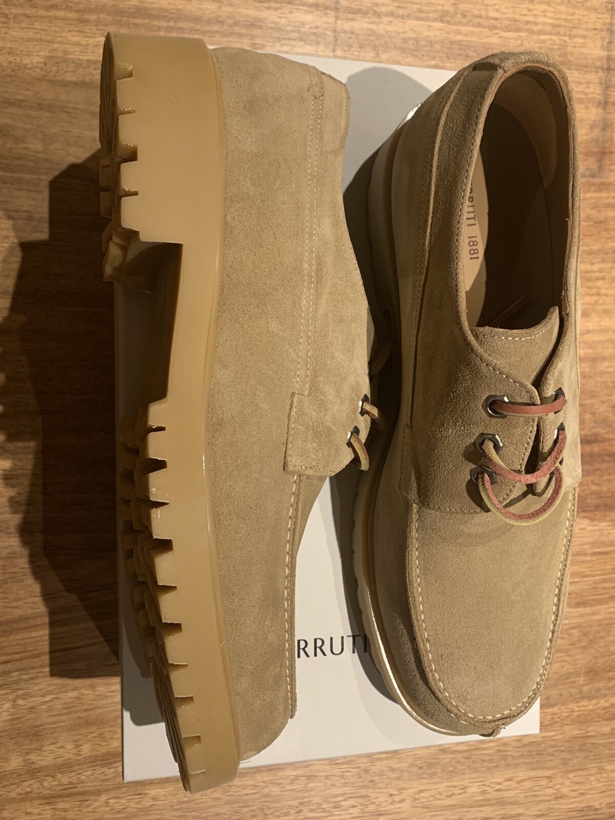 SAOLA TAUPE Cerruti 1881 FS DERBY UK9 EU 43 suole in gomma