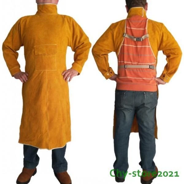 Welding Clothing Men Long Sleeve Protective Welder Wearproof Working Coats Apron - Image 2 of 4