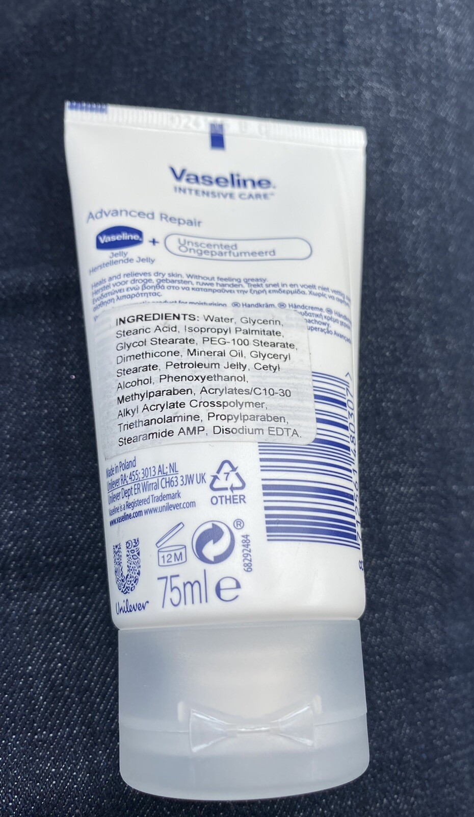 Vaseline Intensive Care Advanced Repair Hand Cream, fragrance free, 75ml