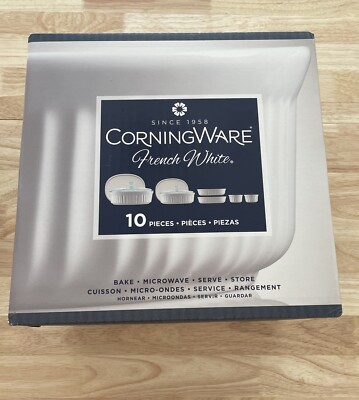 CorningWare 1117404 French White 10 Piece Dinner Bakeware Set