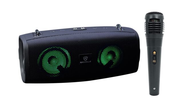 Rockville RPB-KAR Portable Bluetooth Speaker + Karaoke Microphone + Party LED... Rockville RPB-KAR Portable Bluetooth Speaker + Karaoke Microphone + Party LED...