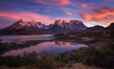 Landscape nature mountains lake shrubs snowy peak clouds Custom Gaming Mat Desk